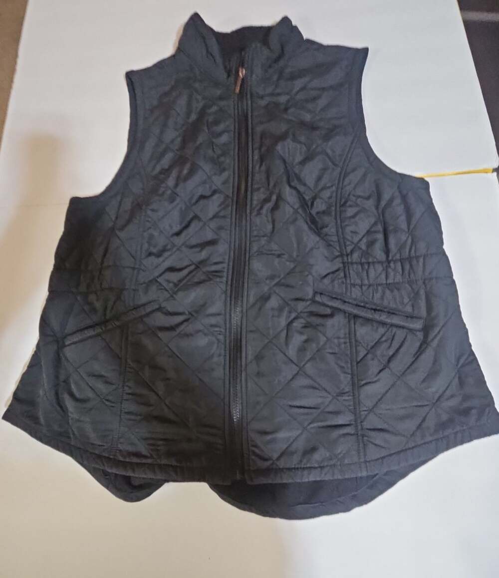 Bit & Bridle Quilted Vest Size L Black Fleece Lined Zip Up